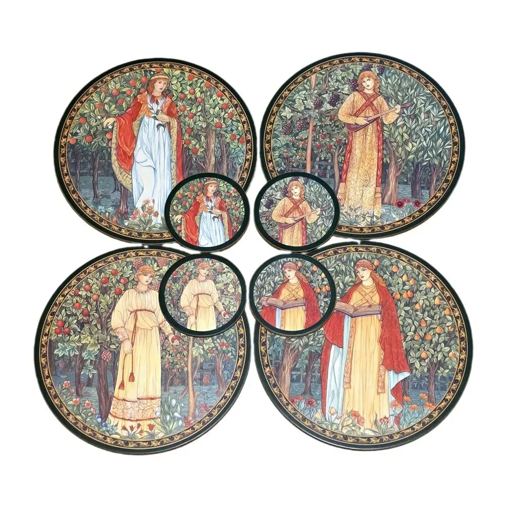 SET Past Times Acrylic Finish 4 Place Mats & 4 Coasters - William Morris Designs